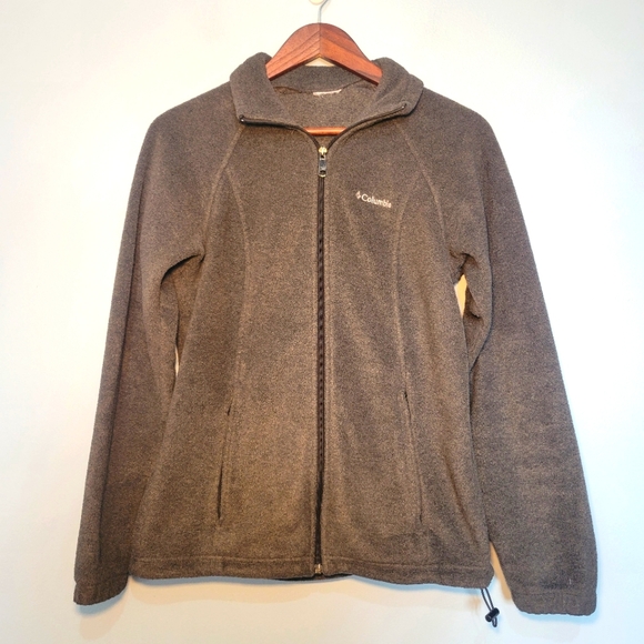 Columbia Womens Gray Fleece Full‎ Zip Soft Shell Sweater Jacket Size Medium - Picture 1 of 14
